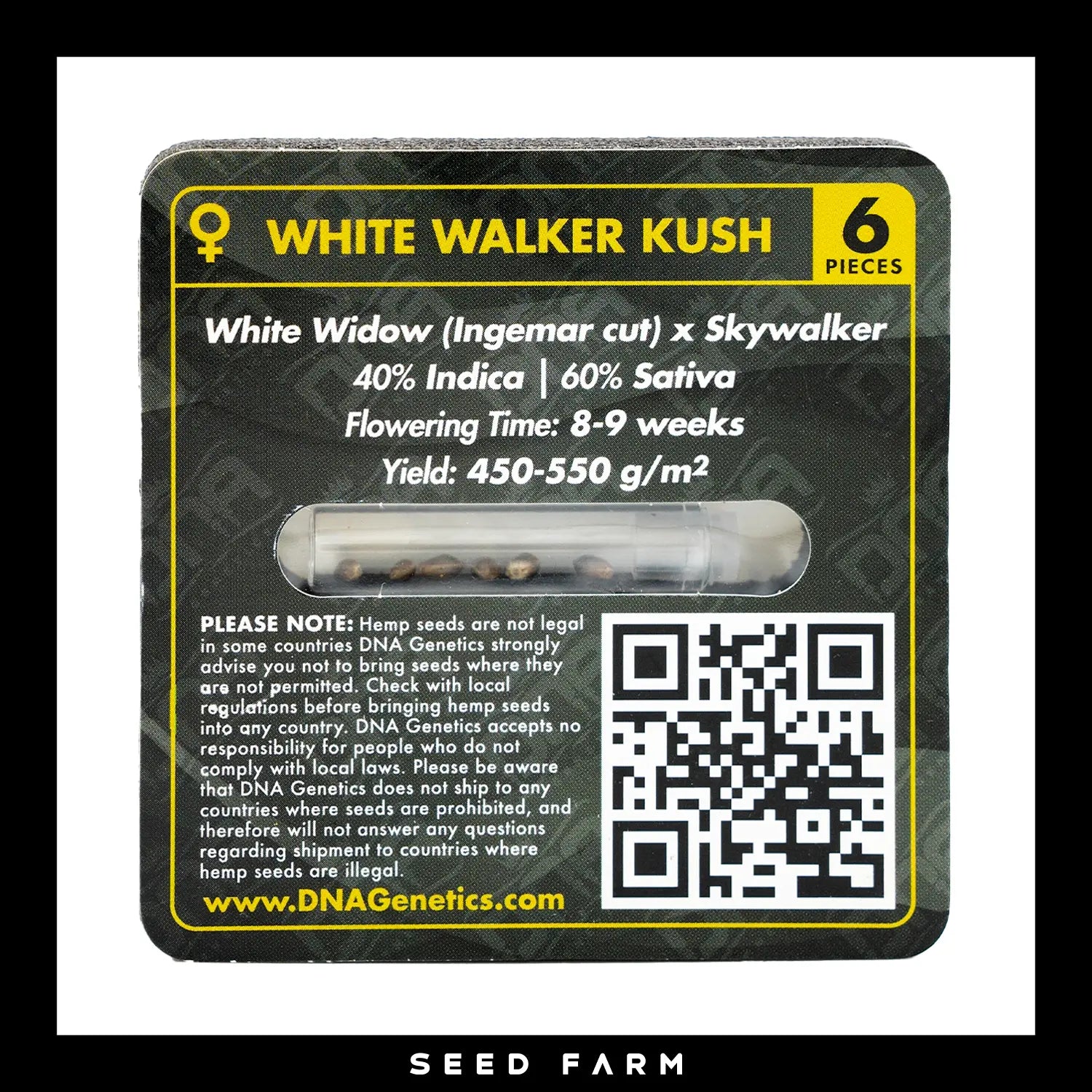 DNA Genetics White Walker, Grow your Own, feminisierte Cannabis Samen, 6 Stück, Rückansicht