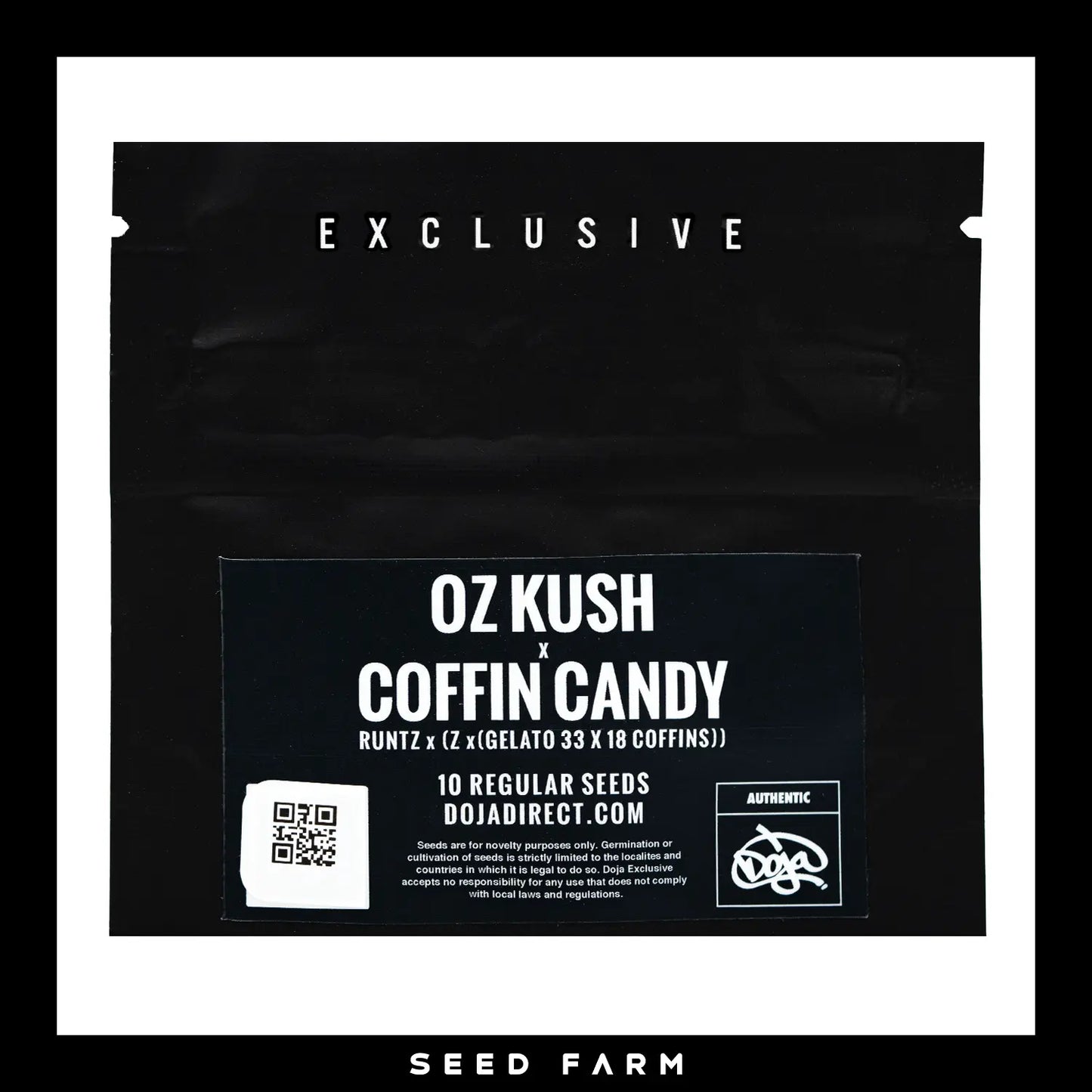 Doja x Duke of Erb, OZ Kush x Coffin Candy, Regular Cannabis Samen, 10 Stück, Rückansicht