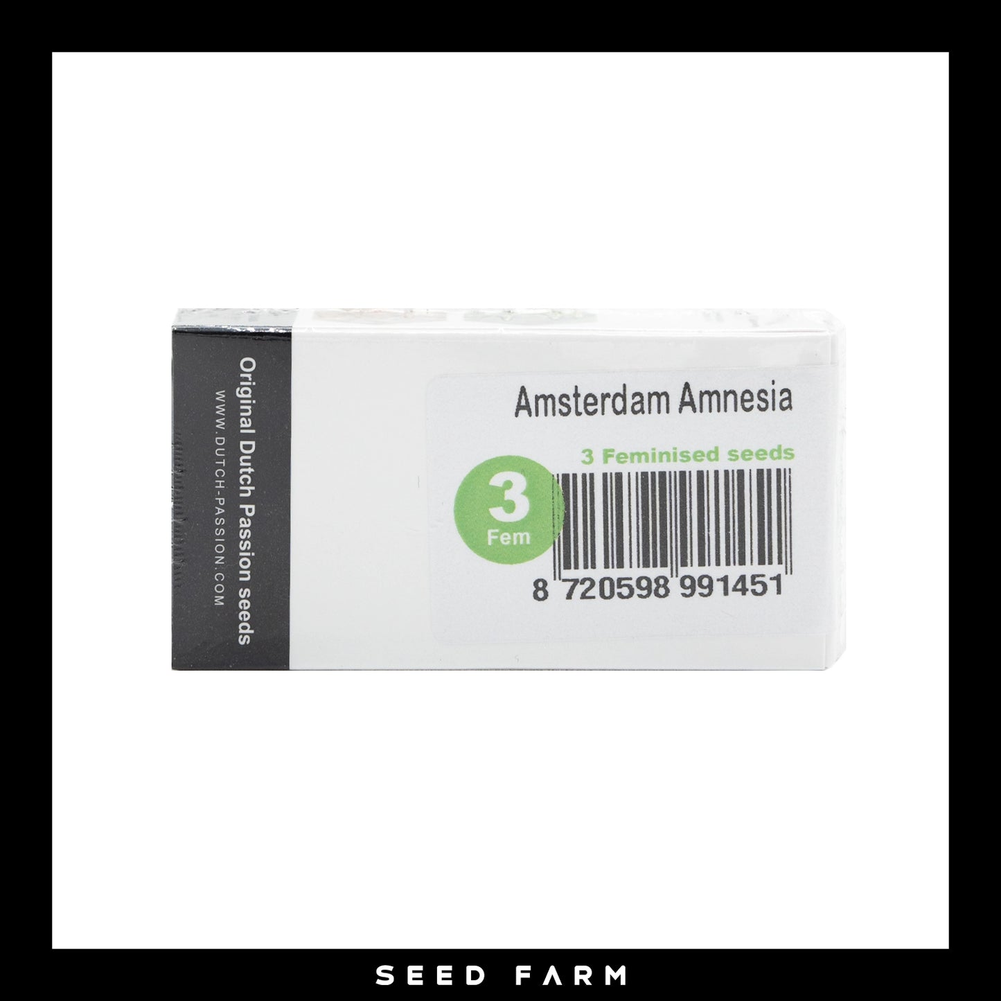 Dutch Passion, Amsterdam Amnesia, feminisierte Cannabis Samen, 3 Stück, Vorderansicht