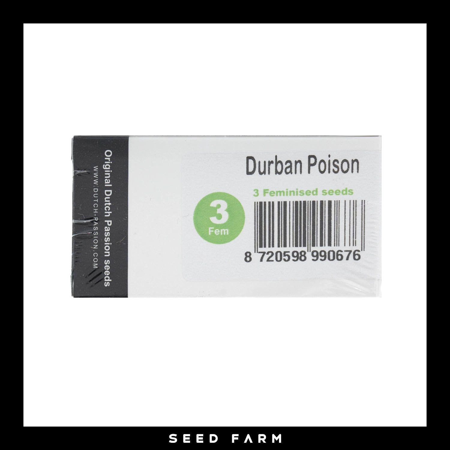 Dutch Passion, Durban Poison, feminisierte Cannabis Samen, 3 Stück, Vorderansicht
