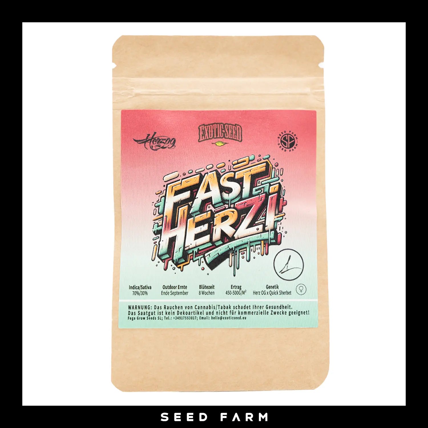 Exotic Seed Fast Herzi, feminisierte Cannabis Samen, Vorderansicht