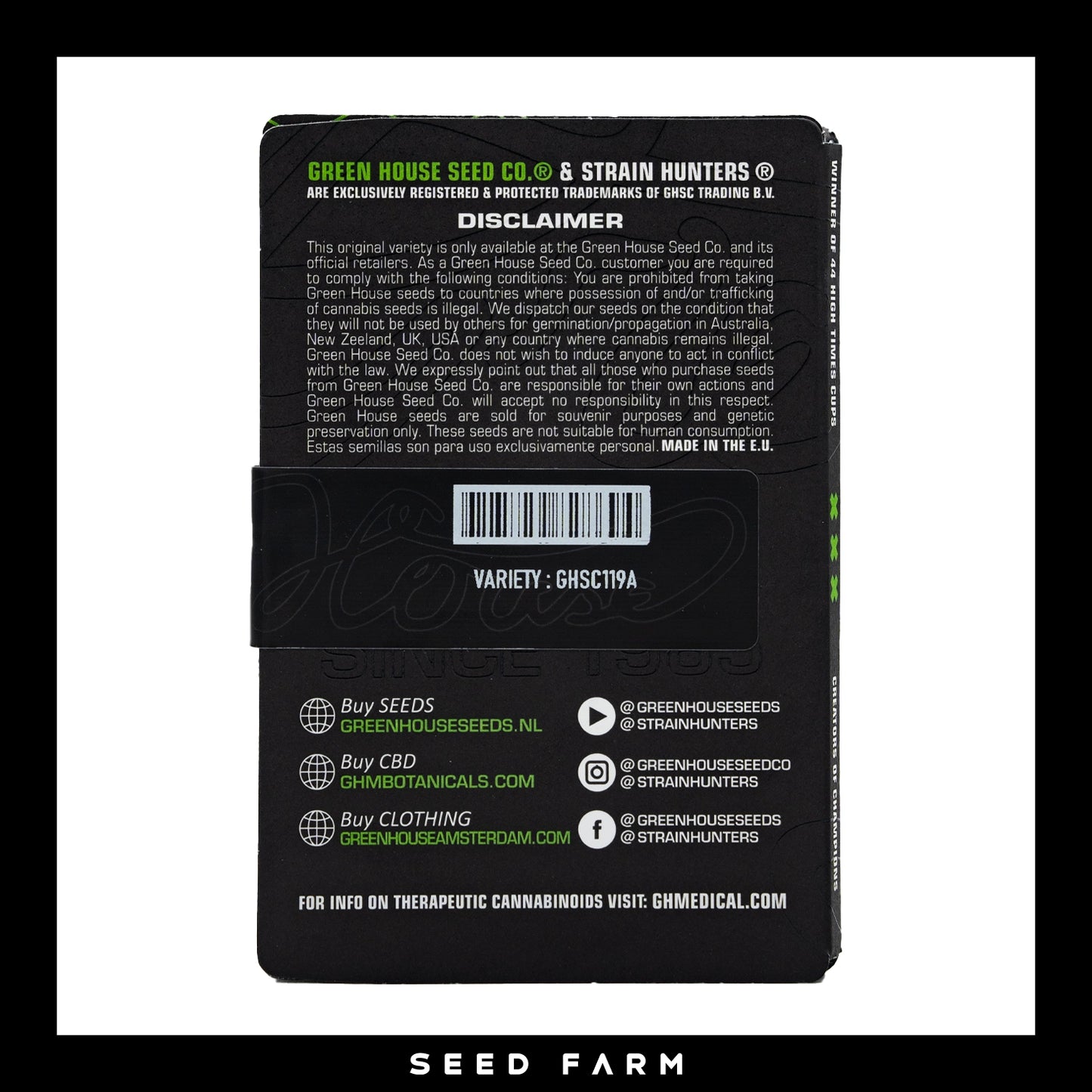 Green House Seed Company, Exodus Cheese, automatic Cannabis Samen, Rückansicht