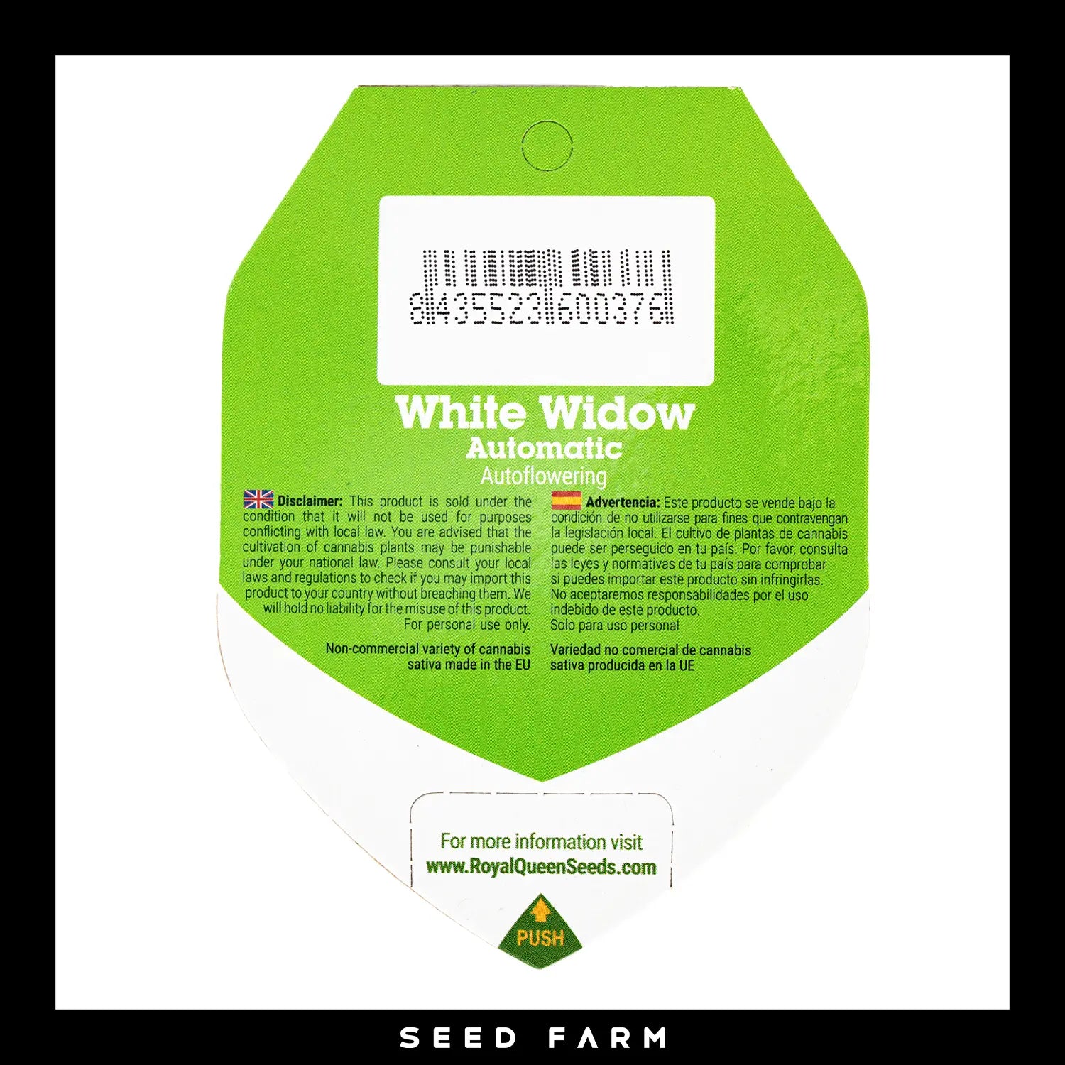 Royal Queen Seeds White Widow, automatic Cannabis Samen, Rückansicht