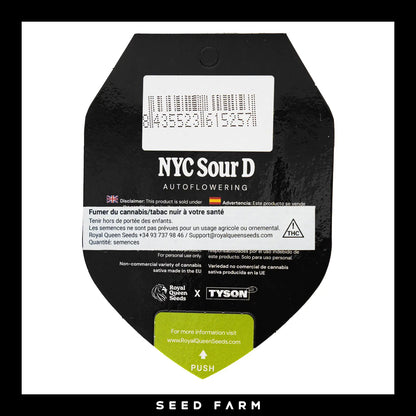 Royal Queen Seeds x Mike Tyson, New York City Sour Diesel, automatic Cannabis Samen, Rückansicht