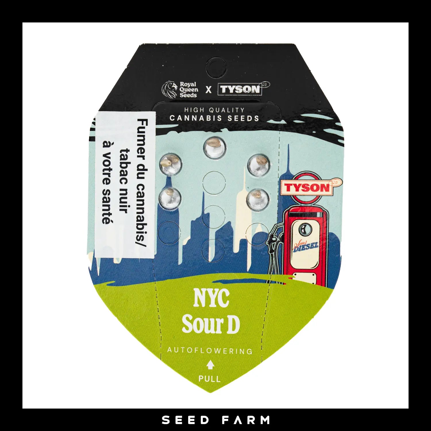 Royal Queen Seeds x Mike Tyson, New York City Sour Diesel, feminisierte Cannabis Samen, 5 Stück, Vorderansicht