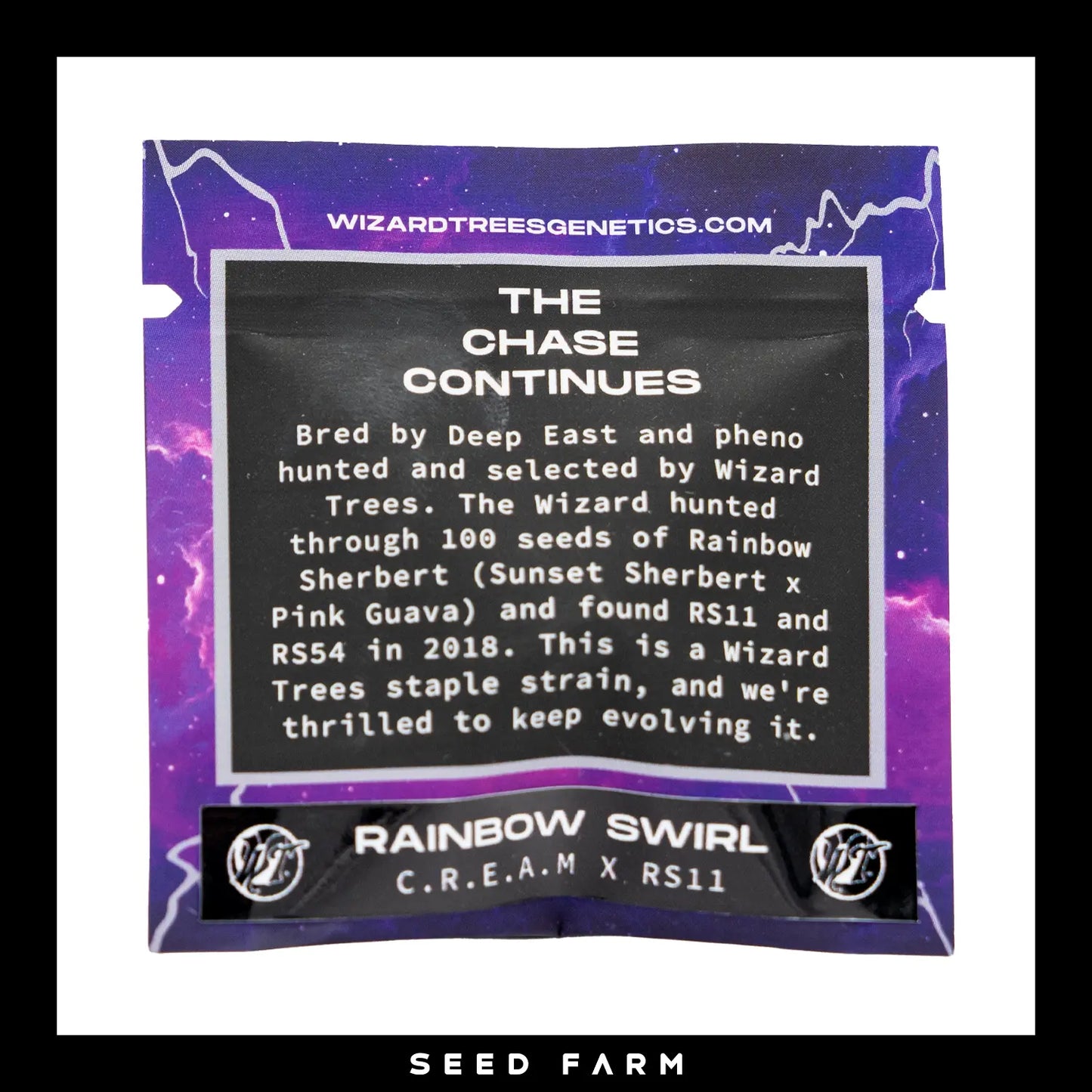 Wizard Trees Rainbow Swirl, RS Collection, feminisierte Cannabis Samen, 6 Stück, Rückansicht